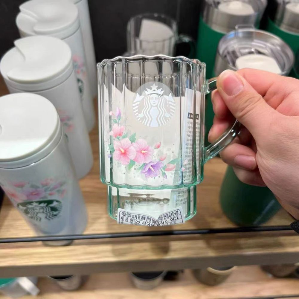 US$ 49.99 - Starbucks 2022 Korea Hibiscus flowers 12oz Glass Cup